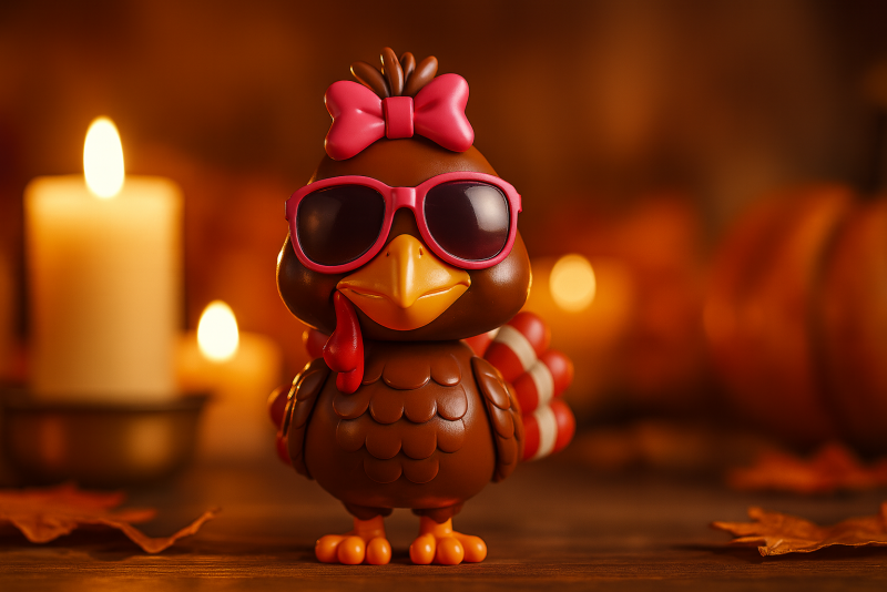 Dinde avec nœud et lunettes de soleil Figurine imprimée en 3D Décoration de dinde drôle de Thanksgiving Unique Modèles 3D en vedette .c4d .max .obj .3ds .fbx .stl .blend