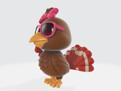 Dinde avec n&oelig;ud et lunettes de soleil Figurine imprim&eacute;e en 3D D&eacute;coration de dinde dr&ocirc;le de Thanksgiving Unique Modèles 3D en vedette