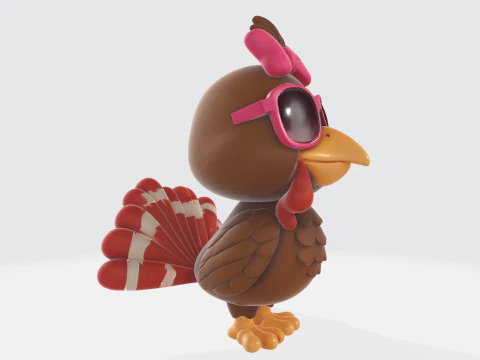 Dinde avec n&oelig;ud et lunettes de soleil Figurine imprim&eacute;e en 3D D&eacute;coration de dinde dr&ocirc;le de Thanksgiving Unique Modèles 3D en vedette