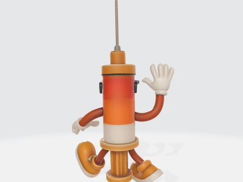 Funny Chicken Syringe Cartoon Character Whimsical 3D Print for Collectors Gag 3D Print Model