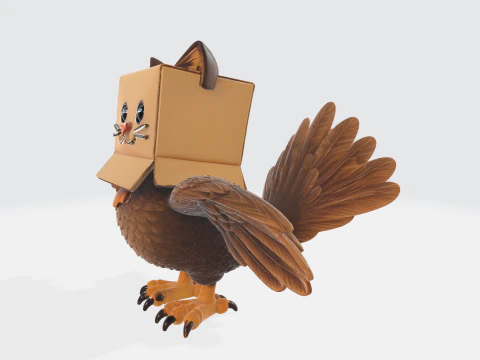 Grillige kat uil hybride beeldje unieke 3D gedrukte fantasie schepsel sculptuur schattige dieren mashup 3D printmodel