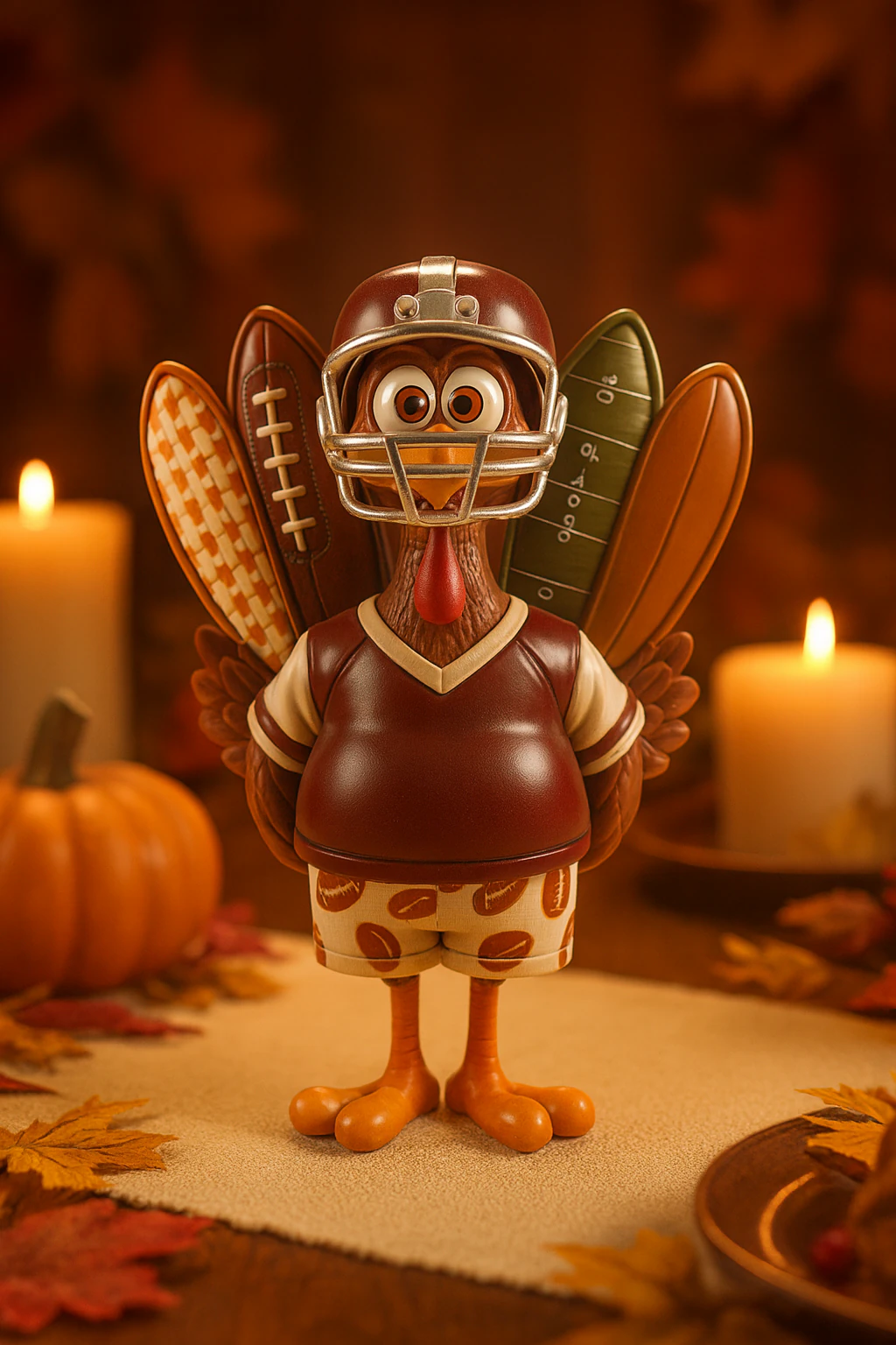 Football Turkey Figurine Thanksgiving Sports Fan Decor Unique Holiday Centerpiece Funny Football 3D Print Model .c4d .max .obj .3ds .fbx .stl .blend 