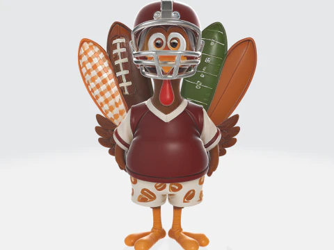 Football Turkey Figurine Thanksgiving Sports Fan Decor Unique Holiday Centerpiece Funny Football 3D Print Model