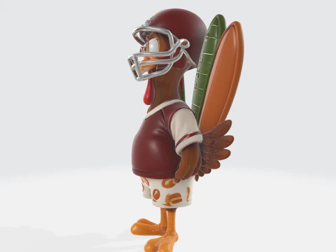 Football Turkey Figurine Thanksgiving Sports Fan Decor Unique Holiday Centerpiece Funny Football 3D Print Model