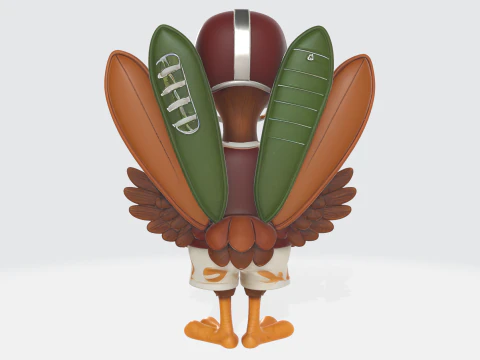 Football Turkey Figurine Thanksgiving Sports Fan Decor Unique Holiday Centerpiece Funny Football 3D Print Model