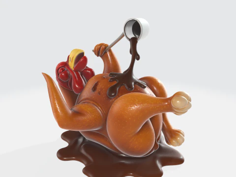 Lustiger Truthahn, der So&szlig;e ausgie&szlig;t, 3D-Druck, Modell, Thanksgiving, Humor, Dekor, K&uuml;chenknebel, Feiertagstisch, Ce 3D Druckmodell