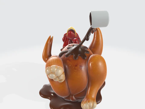 Lustiger Truthahn, der So&szlig;e ausgie&szlig;t, 3D-Druck, Modell, Thanksgiving, Humor, Dekor, K&uuml;chenknebel, Feiertagstisch, Ce 3D Druckmodell