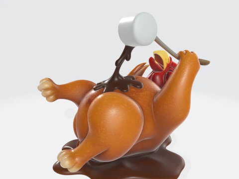 Lustiger Truthahn, der So&szlig;e ausgie&szlig;t, 3D-Druck, Modell, Thanksgiving, Humor, Dekor, K&uuml;chenknebel, Feiertagstisch, Ce 3D Druckmodell