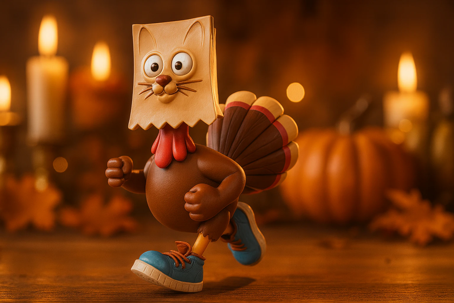 Funny Turkey Cat Hybrid Cartoon Figurine 3D Printed Collectible Unique Thanksgiving Decoration 3D Print Model .c4d .max .obj .3ds .fbx .stl .blend 