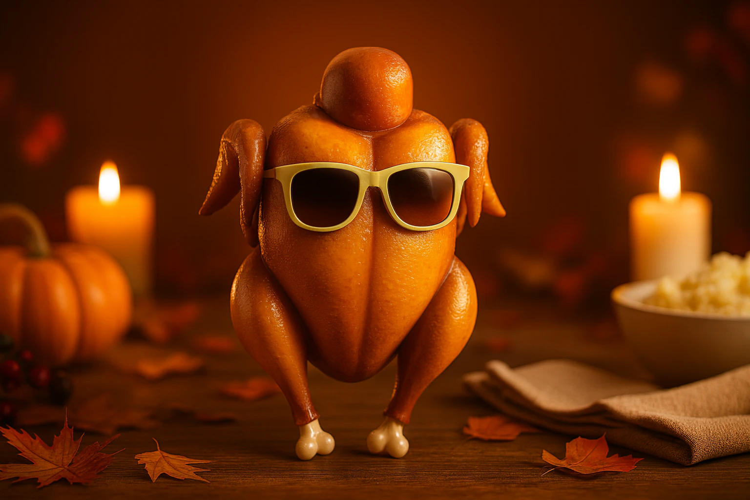 Funny Turkey with Sunglasses Cool 3D Printed Thanksgiving Decor Unique Kitchen Holiday 3D Print Model .c4d .max .obj .3ds .fbx .stl .blend 