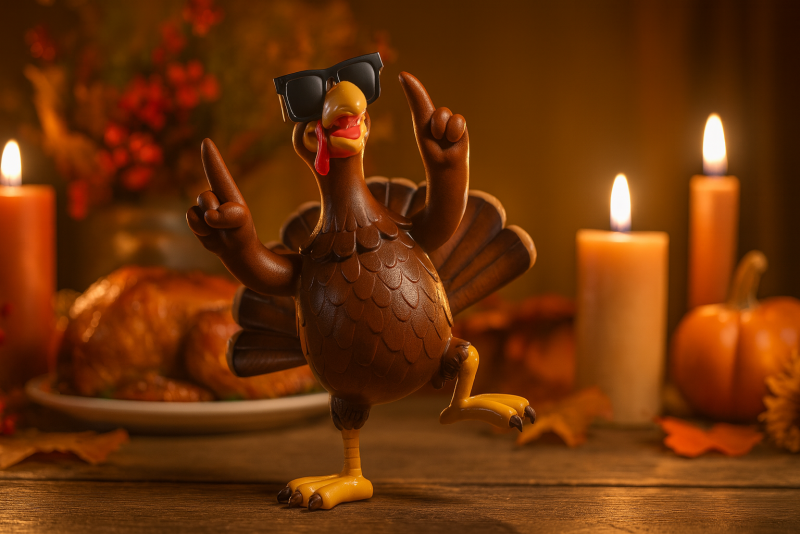Cool Dancing Turkey con occhiali da sole Divertente centrotavola per feste con decorazione stampata in 3D del Ringraziamento Hol Modello di stampa 3D .c4d .max .obj .3ds .fbx .stl .blend