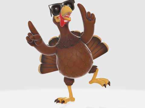 Cool Dancing Turkey con occhiali da sole Divertente centrotavola per feste con decorazione stampata in 3D del Ringraziamento Hol Modello di stampa 3D