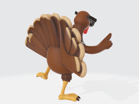 Cool Dancing Turkey con occhiali da sole Divertente centrotavola per feste con decorazione stampata in 3D del Ringraziamento Hol Modello di stampa 3D