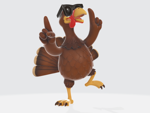 Cool Dancing Turkey con occhiali da sole Divertente centrotavola per feste con decorazione stampata in 3D del Ringraziamento Hol Modello di stampa 3D