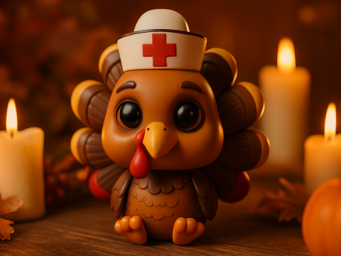 Süße Krankenschwester Türkei Figur Thanksgiving Krankenschwester Türkei Spielzeug Herbst Dekor Einzigartige Türkei 3D Druckmodell