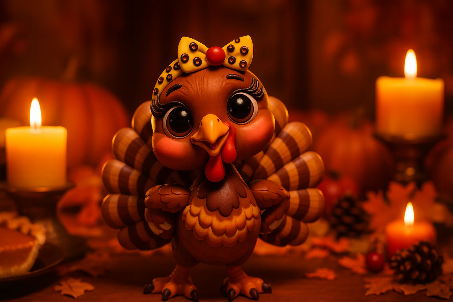 Cute 3D Turkey Model with Bow Adorable Thanksgiving Holiday Decor Collectible 3D Print Model .c4d .max .obj .3ds .fbx .stl .blend 