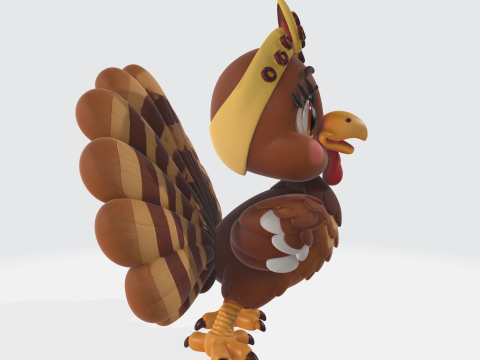 Cute 3D Turkey Model with Bow Adorable Thanksgiving Holiday Decor Collectible 3D Print Model