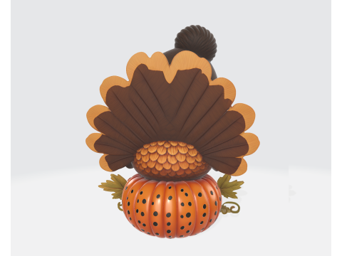 Adorable 3D Printed Turkey with Pumpkin Fall Thanksgiving Home Decor 3D Print Model
