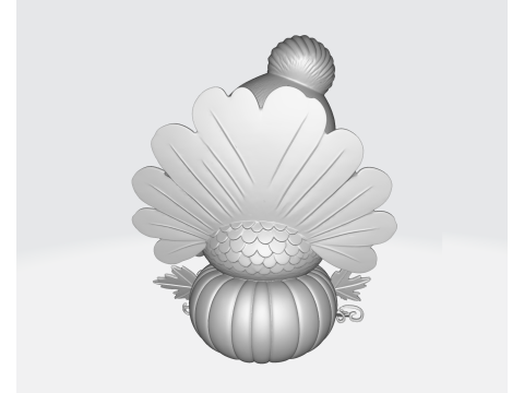 Adorable 3D Printed Turkey with Pumpkin Fall Thanksgiving Home Decor 3D Print Model