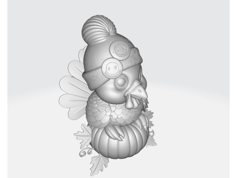Adorable 3D Printed Turkey with Pumpkin Fall Thanksgiving Home Decor 3D Print Model