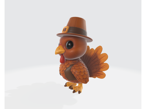 Święto Dziękczynienia Indyk z kapeluszem pielgrzyma Druk 3D Urocza dekoracja świąteczna Świąteczny jesienny środek stołu Model do druku 3D
