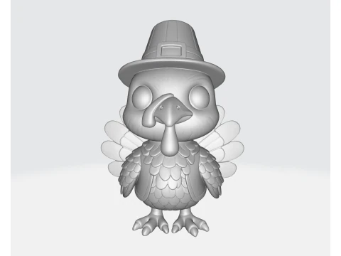 Thanksgiving Turkey with Pilgrim Hat 3D Print Cute Holiday Decoration Festive Fall Table Centerp 3D Print Model