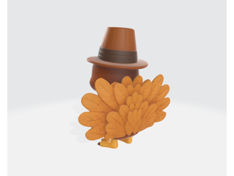 Święto Dziękczynienia Indyk z kapeluszem pielgrzyma Druk 3D Urocza dekoracja świąteczna Świąteczny jesienny środek stołu Model do druku 3D