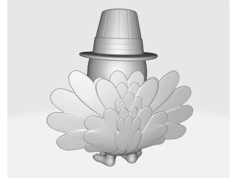Thanksgiving Turkey with Pilgrim Hat 3D Print Cute Holiday Decoration Festive Fall Table Centerp 3D Print Model