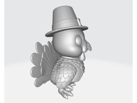 Thanksgiving Turkey with Pilgrim Hat 3D Print Cute Holiday Decoration Festive Fall Table Centerp 3D Print Model