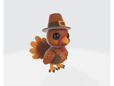 Thanksgiving Turkey with Pilgrim Hat 3D Print Cute Holiday Decoration Festive Fall Table Centerp 3D Print Model