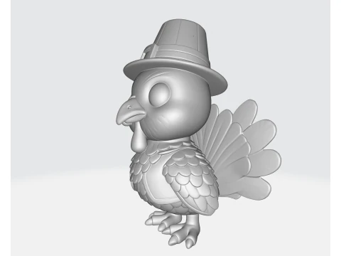 Thanksgiving Turkey with Pilgrim Hat 3D Print Cute Holiday Decoration Festive Fall Table Centerp 3D Print Model