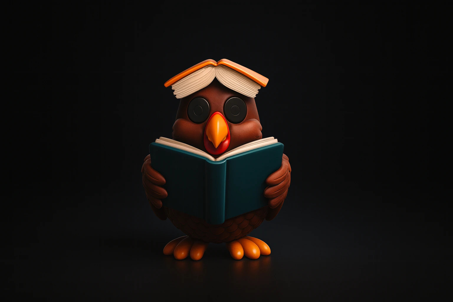 Thanksgiving Turkey with Book Figurine Holiday Table Decor Fall Harvest Ornament Cute Turkey S 3D Print Model .c4d .max .obj .3ds .fbx .stl .blend 