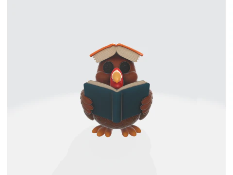 Thanksgiving Turkey with Book Figurine Holiday Table Decor Fall Harvest Ornament Cute Turkey S 3D Print Model