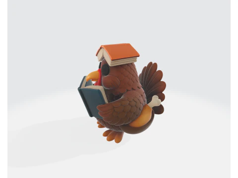 Thanksgiving Turkey with Book Figurine Holiday Table Decor Fall Harvest Ornament Cute Turkey S 3D Print Model