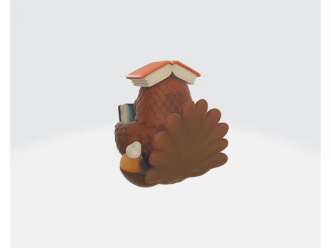 Thanksgiving Turkey with Book Figurine Holiday Table Decor Fall Harvest Ornament Cute Turkey S 3D Print Model