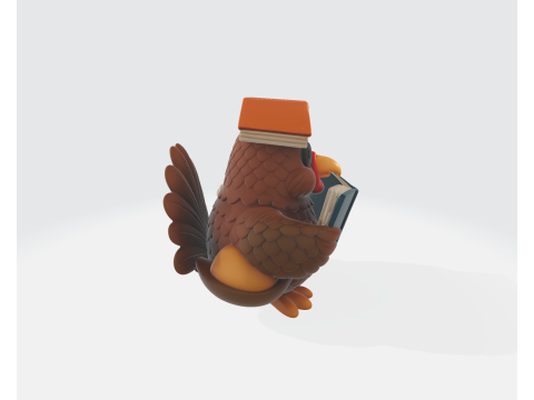 感謝祭の七面鳥 本の置物付き ホリデーテーブル装飾 秋の収穫の飾り かわいい七面鳥 S 3Dプリントモデル