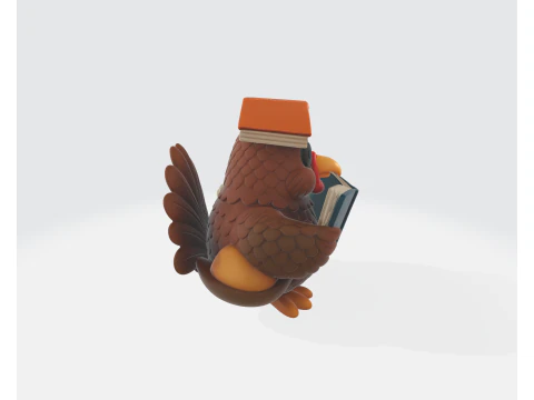Thanksgiving Turkey with Book Figurine Holiday Table Decor Fall Harvest Ornament Cute Turkey S 3D Print Model