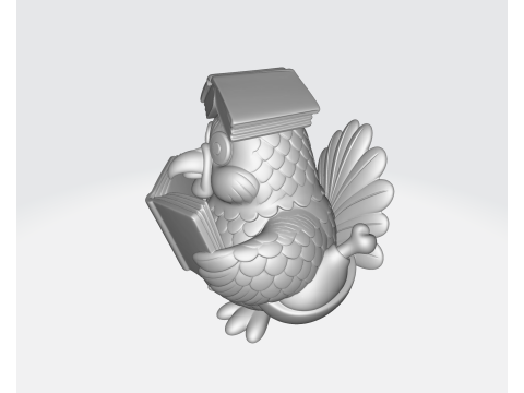 感謝祭の七面鳥 本の置物付き ホリデーテーブル装飾 秋の収穫の飾り かわいい七面鳥 S 3Dプリントモデル