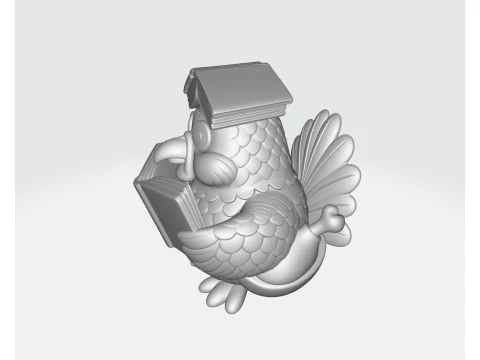 Thanksgiving Turkey with Book Figurine Holiday Table Decor Fall Harvest Ornament Cute Turkey S 3D Print Model