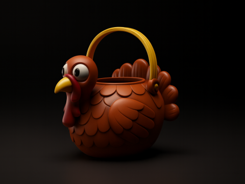 Panier à dinde, porte-bonbons de Thanksgiving, décor de Table de récolte d'automne, seau à dinde mignon Modèles 3D en vedette