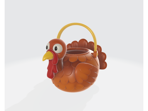 Kalkoen Mand Thanksgiving Snoep Houder Herfst Oogst Tafel Decor Leuke Kalkoen Emmer 3D printmodel