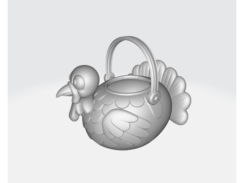 Kalkoen Mand Thanksgiving Snoep Houder Herfst Oogst Tafel Decor Leuke Kalkoen Emmer 3D printmodel