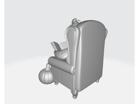 Thanksgiving Turkey Reading Chair Decor Cozy Fall Holiday Pumpkin Book Lover Figurine 3D Print Model
