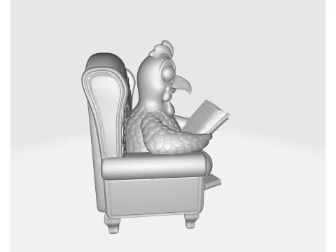 Thanksgiving Turkey Reading Chair Decor Cozy Fall Holiday Pumpkin Book Lover Figurine 3D Print Model