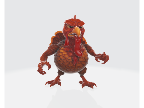 Patung Burung Fantasi Unik Prajurit Kalkun Ganas Miniatur Meja Dekorasi Thanksgiving atau Model Cetak 3D