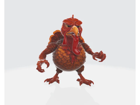 Ferocious Turkey Warrior Unique Fantasy Bird Figurine Thanksgiving Decor Tabletop Miniature or 3D Print Model