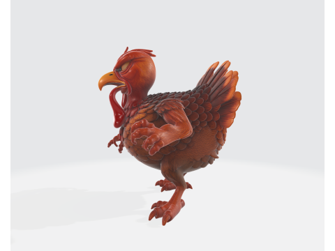 Patung Burung Fantasi Unik Prajurit Kalkun Ganas Miniatur Meja Dekorasi Thanksgiving atau Model Cetak 3D