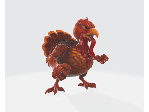 Patung Burung Fantasi Unik Prajurit Kalkun Ganas Miniatur Meja Dekorasi Thanksgiving atau Model Cetak 3D