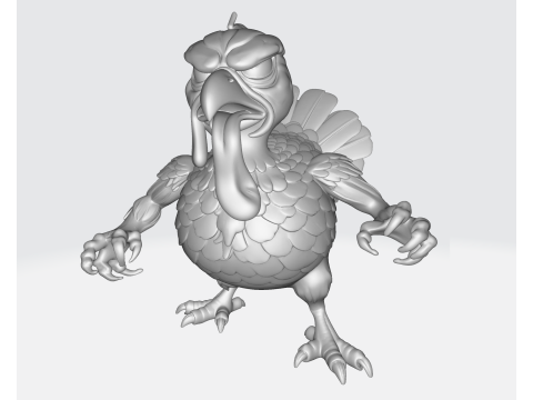 Patung Burung Fantasi Unik Prajurit Kalkun Ganas Miniatur Meja Dekorasi Thanksgiving atau Model Cetak 3D