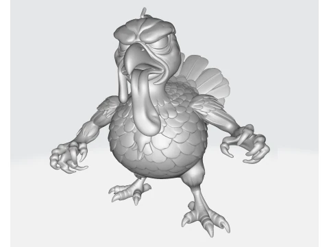 Ferocious Turkey Warrior Unique Fantasy Bird Figurine Thanksgiving Decor Tabletop Miniature or 3D Print Model